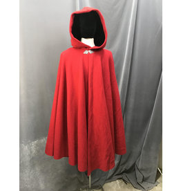 Cloak and Dagger Creations 4627 - Red Full Circle Hooded Cloak, Black Hood Lining, Pewter Clasp