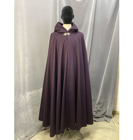 Cloakmakers.com 4592 - Deep Purple  Full-Length Woolen Cloak, Purple Velvet Hood Lining, Pewter Clasp