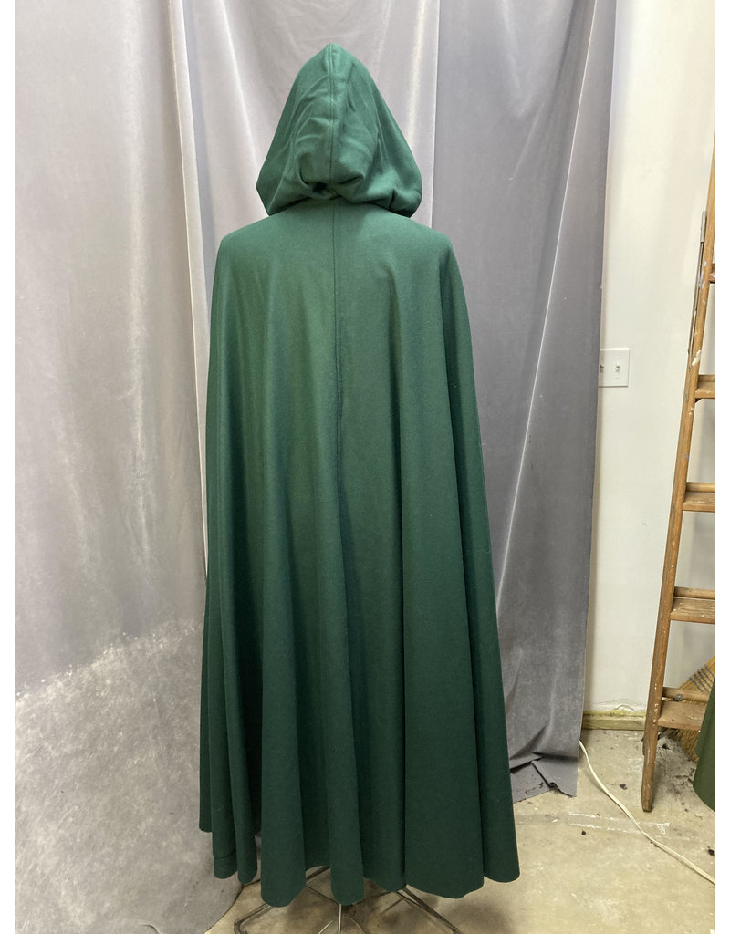 Cloak and Dagger Creations 4599 - Long Green Woolen Cloak, Purple Hood Lining