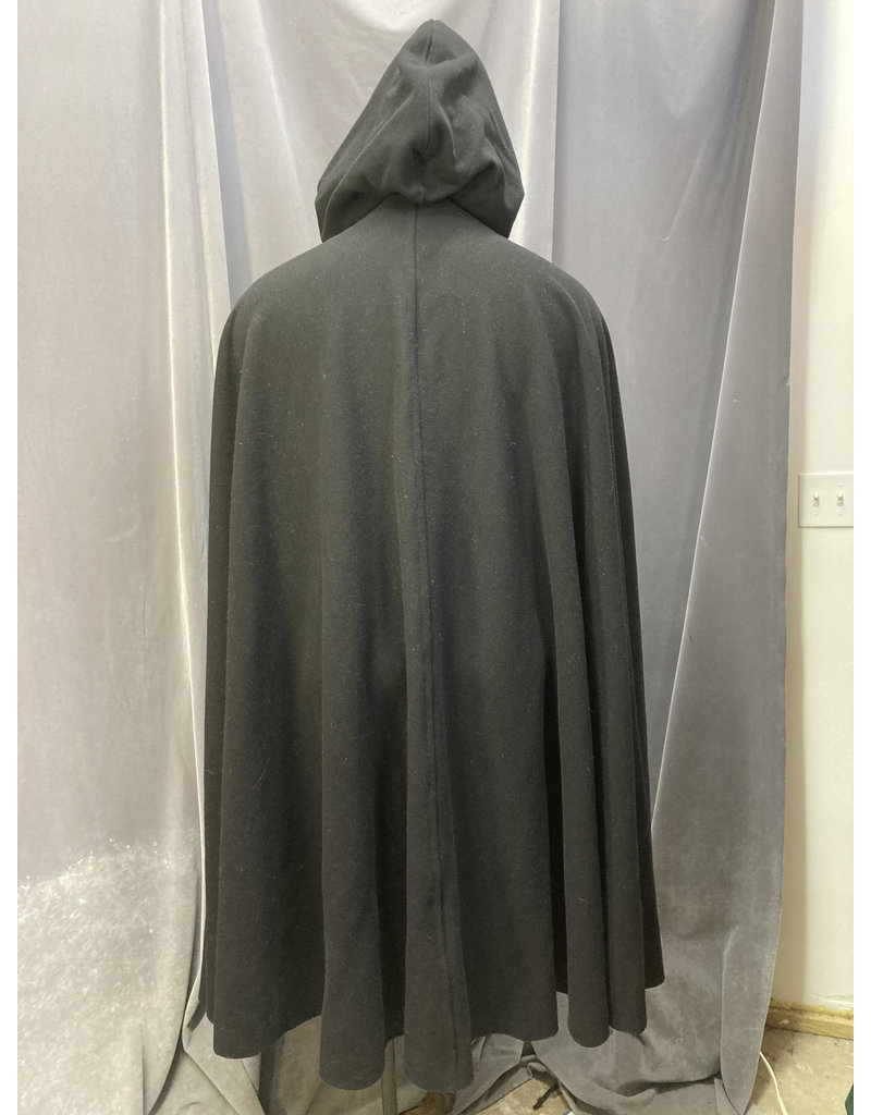 Cloak and Dagger Creations 4618 - Washable 100% Wool Black,Hooded Cloak, Red Hood Lining