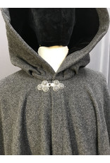 Cloak and Dagger Creations 4619 - Grey Woolen Twill  Hooded Cloak, Black Hood Lining