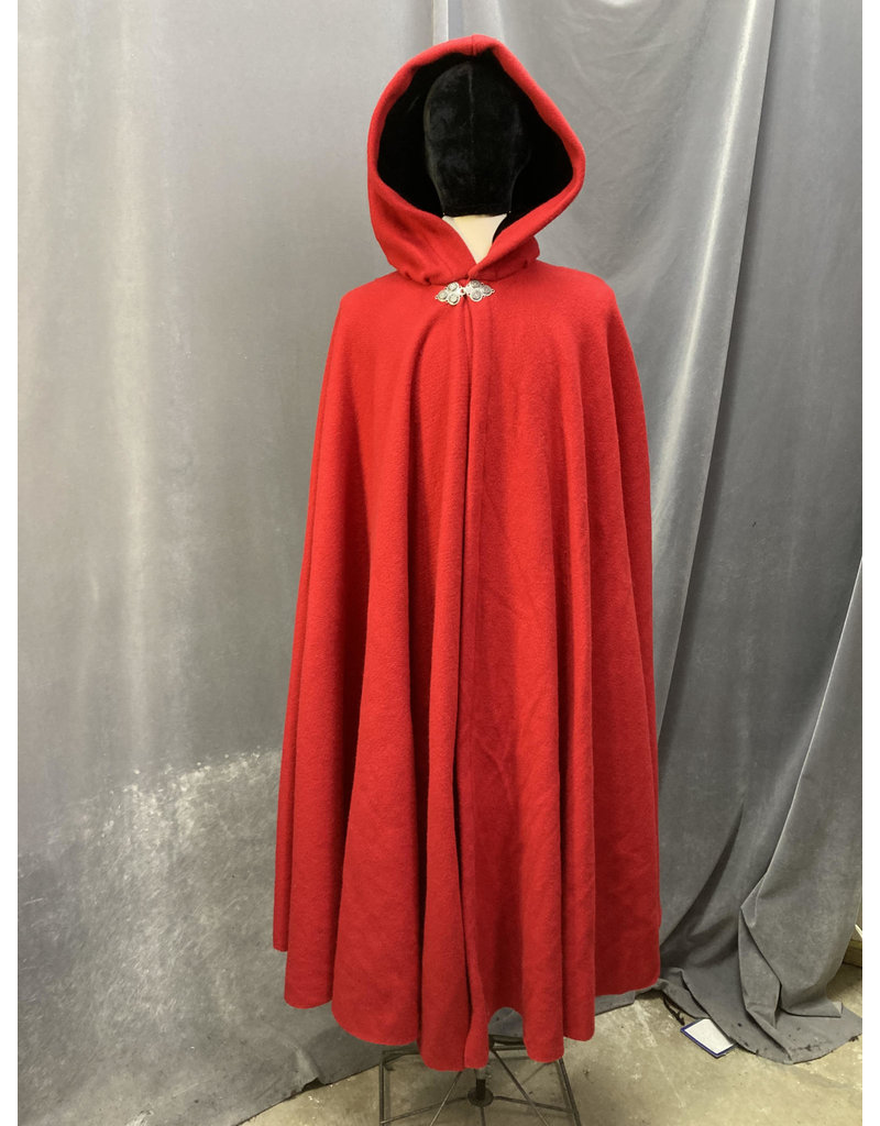 Cloak and Dagger Creations 4632 - Washable Red Woolen Full Circle Hooded Cloak