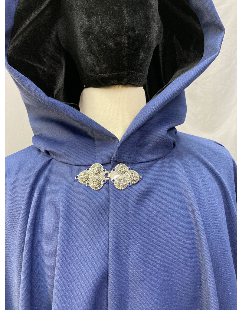 Cloak and Dagger Creations 4633 - Extra Long Blue Full Circle Hooded Cloak, Black Hood Lining