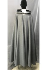 Cloak and Dagger Creations 4631 - Grey 100% Wool Long Hooded Cloak, Black Hood Lining