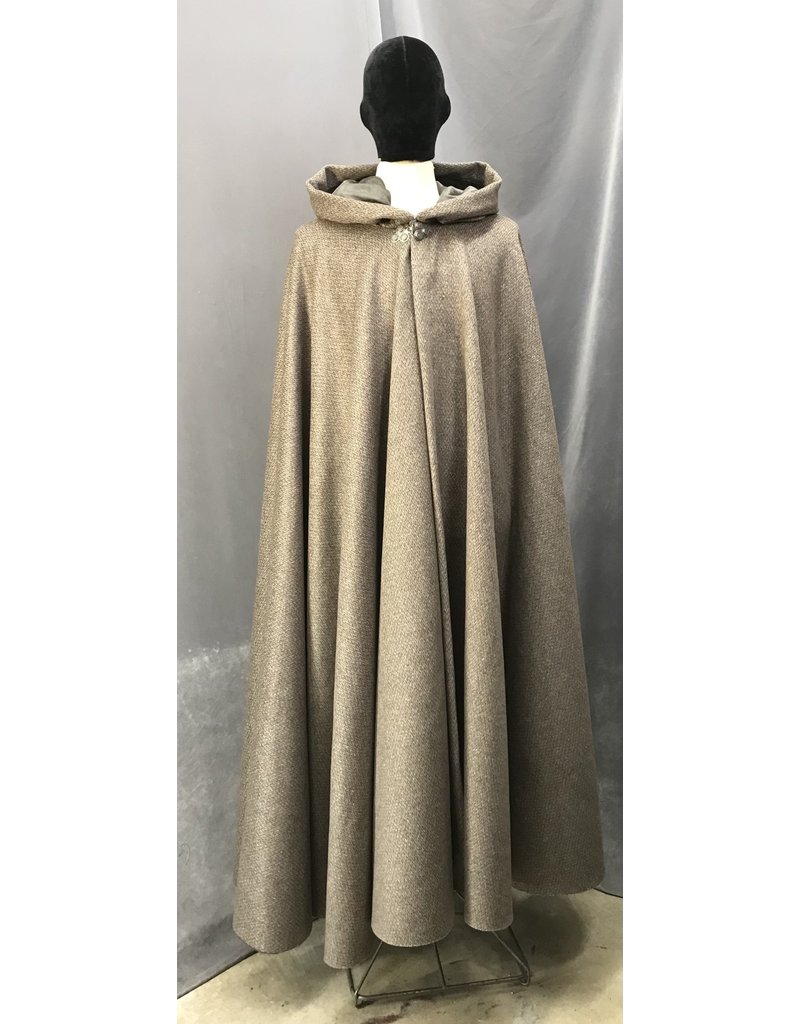 Cloakmakers.com 4634 - Brown/Grey Sawtooth Long Hooded Cloak