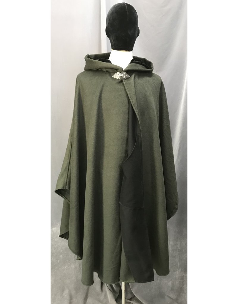 Cloak and Dagger Creations 4635 - Green Commuter Shaped Shoulder Hooded Cloak w/Pockets