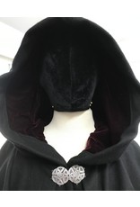 Cloak and Dagger Creations 4636 - Black Wool Hooded Cloak w/Mantle, Red Hood Lining, Washable