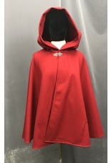 Cloak and Dagger Creations 4643 - Red 100% Wool Cloak w/Hood & Pockets, Red Hood Lining