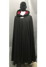 Cloak and Dagger Creations 4641 - Black Woolen Hooded Cloak, Full Circle w/Red Hood Lining, Pewter Clasp