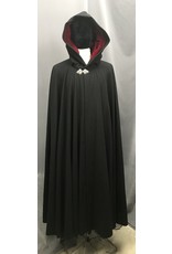Cloak and Dagger Creations 4641 - Black Woolen Hooded Cloak, Full Circle w/Red Hood Lining, Pewter Clasp
