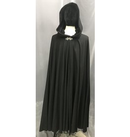 Cloak and Dagger Creations 4657 - Washable Black Wool Cloak, Black Hood Lining, Pewter Clasp