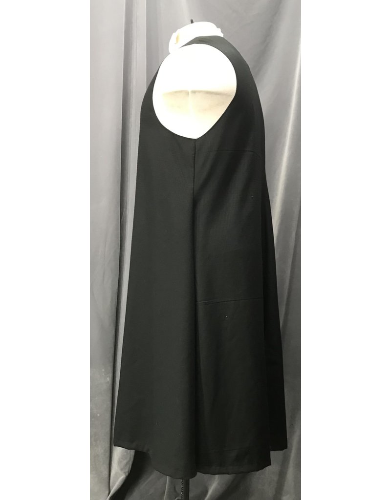 Cloak and Dagger Creations J707 - Long Open Black Vest, Washable Herringbone Wool, with Pockets, Back Slit