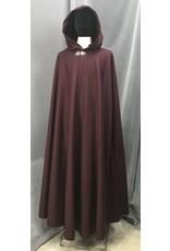 Cloak and Dagger Creations 4664 - Burgundy Red Wool Cloak, Burgundy Hood Lining, Pewter Clasp