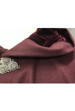 Cloak and Dagger Creations 4664 - Burgandy Red Wool Cloak, burgandy Hood Lining, Pewter Clasp