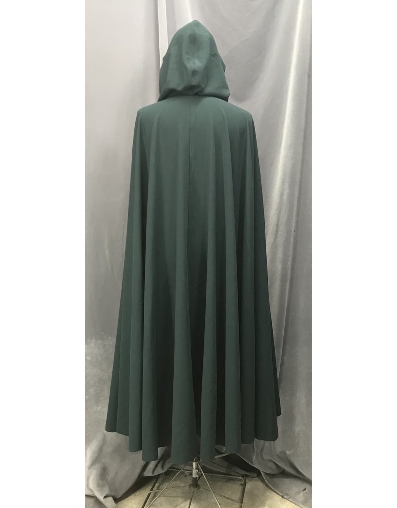 Cloak and Dagger Creations 4663 - Washable Dark Green Woolen Cloak, Blue Green Hood Lining, Pewter Clasp