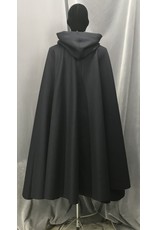 Cloakmakers.com 4655 - Navy Blue  100% Wool Cloak, Grey Hood Lining, Pewter Clasp
