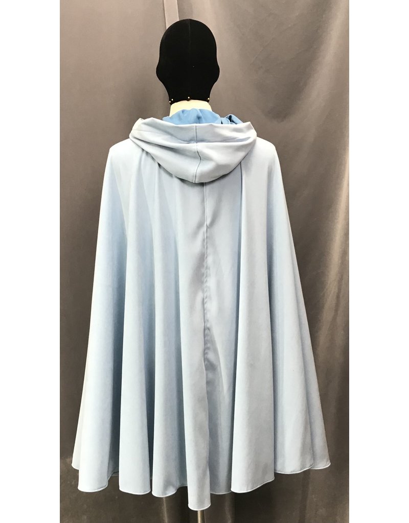 Cloak and Dagger Creations 4653 - Light Blue Cloak for Rain, Blue Hood Lining, Pewter Clasp.  Washable