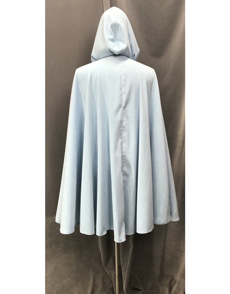 Cloak and Dagger Creations 4653 - Light Blue Cloak for Rain, Blue Hood Lining, Pewter Clasp.  Washable