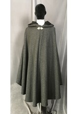 Cloak and Dagger Creations 4671 - Washable Grey/Black Wool Commuter Cloak, Black Hood Lining, Pewter Clasp