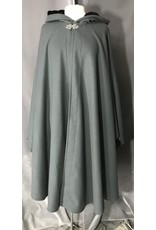 Cloakmakers.com 4682 - Grey Woolen Commuter Cloak w/ Black Hood Lining, Pewter Clasp
