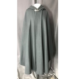 Cloak and Dagger Creations 4697 - Steel Grey Woolen Commuter Cloak, Blue Hood Lining, Pewter Clasp