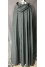 Cloak and Dagger Creations 4702 - Long Steel Grey Woolen Full Circle Cloak, Silver Hood Lining, Pewter Clasp