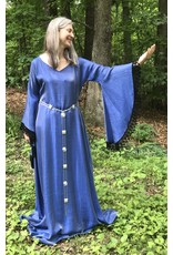 Cloakmakers.com G1097 - Easy Care, Cornflower Blue V-neck Gown Dress  w/ Lacey Drop Sleeves