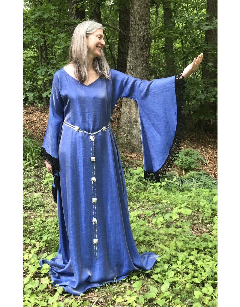 Cloak and Dagger Creations G1097 - Easy Care, Cornflower Blue V-neck Gown Dress  w/ Lacey Drop Sleeves