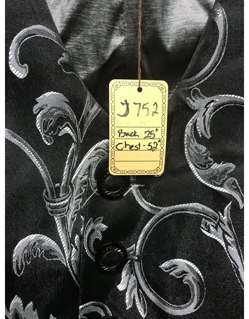 Cloak and Dagger Creations J752 -  Washable Vest, Black w/Silver Flourishes