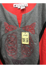 Cloak and Dagger Creations J755 - Red Long-Sleeve Linen Tunic w/Celtic Knot Embroidery on  Grey