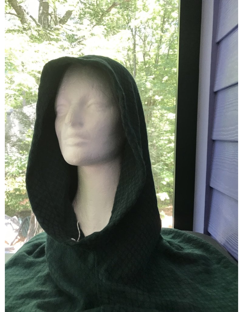 Cloak and Dagger Creations H343 -  Green Lattice Weave Rayon Hooded Cowl w/Pointed Hood