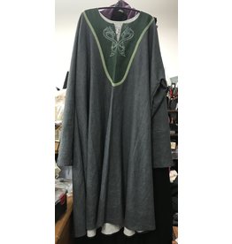 Cloak and Dagger Creations J758 - Grey Long Sleeve Tunic w/Viking Dragon Embroidery on Green Yoke