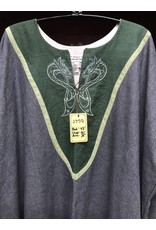 Cloakmakers.com J758 - Grey Long Sleeve Tunic w/Viking Dragon Embroidery on Green Yoke