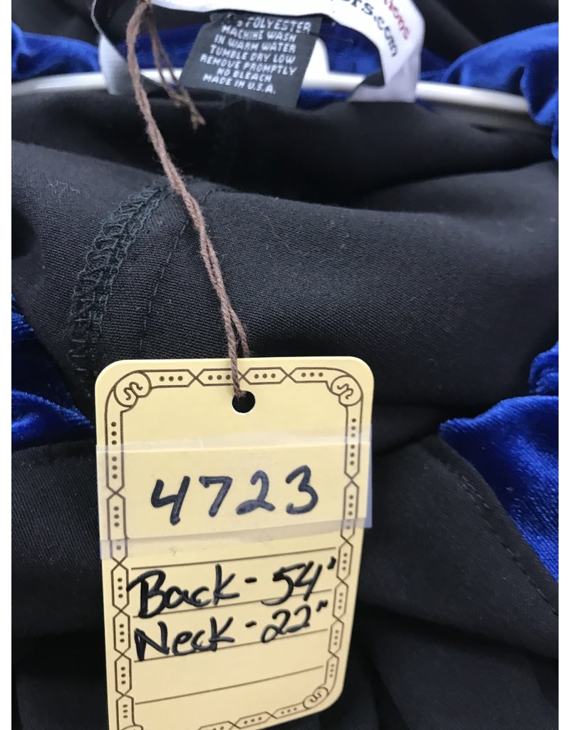 Cloak and Dagger Creations 4723 - Long Black Cloak w/ Blue Velvet Hood Lining, Pewter Clasp
