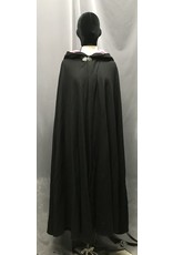 Cloakmakers.com 4678 - Washable Black Wool Cloak, Pink Velvet Hood Lining, Pewter Clasp