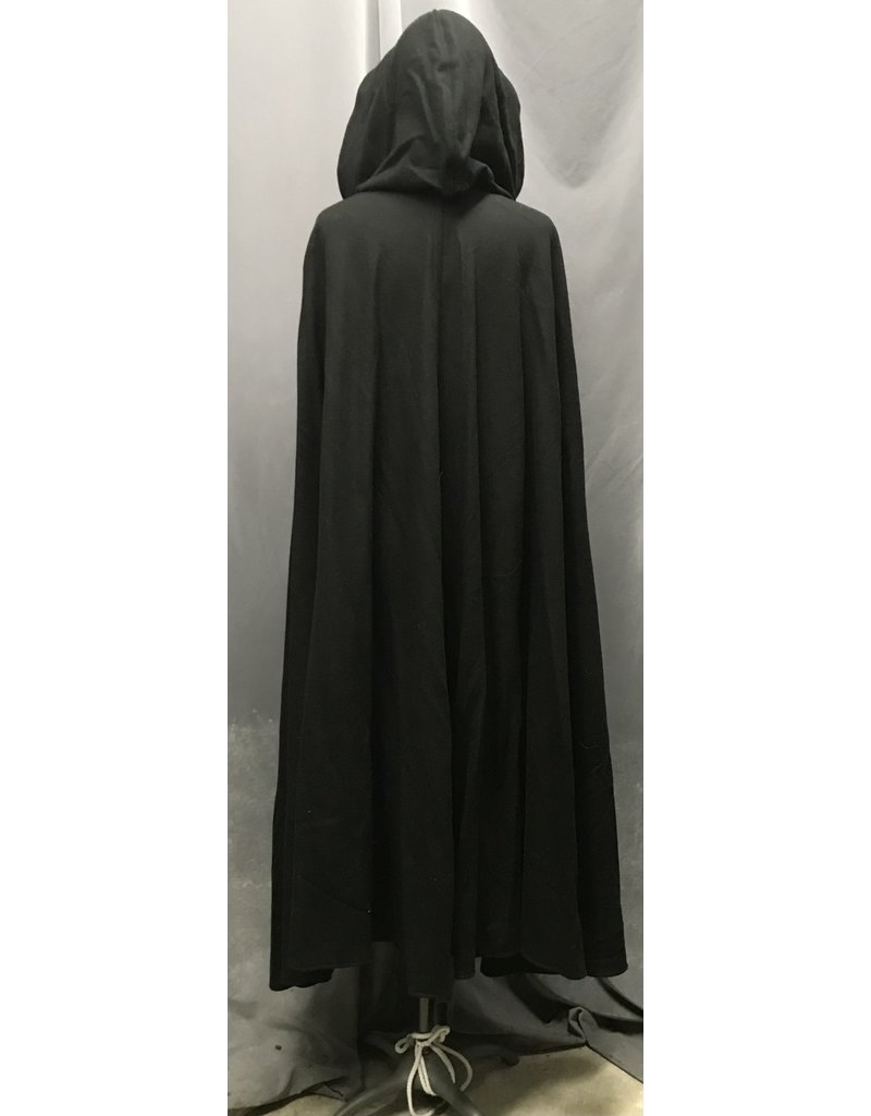 Cloak and Dagger Creations 4678 - Washable Black Wool Cloak, Pink Velvet Hood Lining, Pewter Clasp