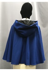 Cloak and Dagger Creations 4687-  Washable Short Blue Woolen Shape Shoulder Cloak, Black Hood Lining, Pewter Clasp