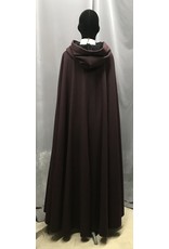 Cloakmakers.com 4719 -  Mulberry Purple Long Woolen Cloak, Black Hood Lining, Pewter Clasp