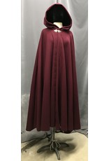 Cloak and Dagger Creations 4721 - Raspberry Red Wool Long Cloak, Black Hood Lining, Pewter Clasp