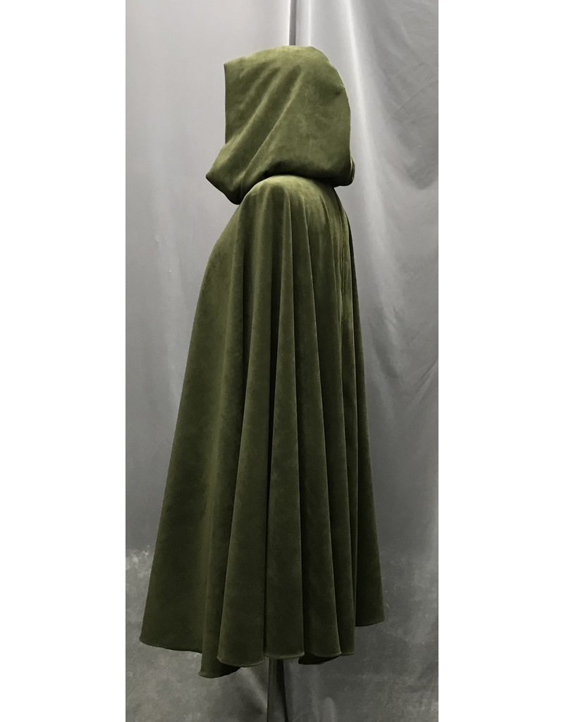 Cloak and Dagger Creations 4722 - Olive Green Moleskin Cloak w/Purple Hood Lining, Pewter Clasp