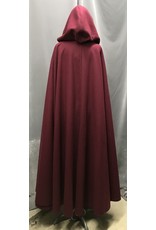 Cloak and Dagger Creations 4724 - Extra Long Cranberry Red Wool Cloak, Burgundy Hood Lining, Pewter Clasp