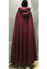 Cloak and Dagger Creations 4724 - Extra Long Cranberry Red Wool Cloak, Burgundy Hood Lining, Pewter Clasp