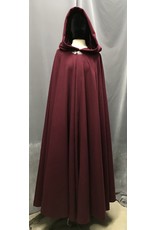 Cloakmakers.com 4724 - Extra Long Raspberry Red Wool Cloak, Burgundy Hood Lining, Pewter Clasp