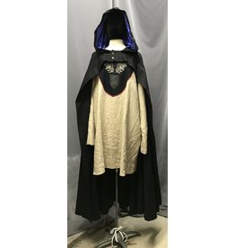 Cloak and Dagger Creations 4726 - Black Cotton Ranger Cloak,  Blue Hood Lining, Button Closure