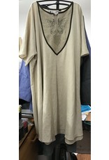 Cloak and Dagger Creations J769 - Beige Linen Short Sleeve Tunic w/ Wyvern and Celtic Heart Knot Embroidery on Lt Brown Bib