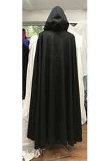 Cloakmakers.com 4759- Charcoal Grey Long Cloak, Blue Velvet  Hood Lining, Pewter Clasp