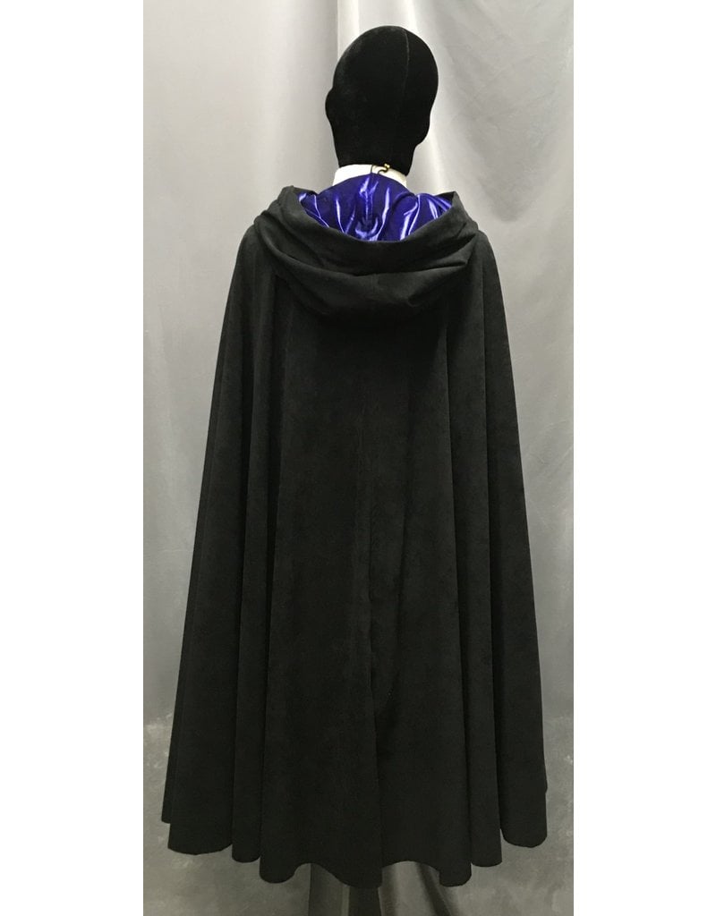 Cloak and Dagger Creations 4734 - Black Moleskin Cloak, Blue Hood Lining, Pewter Clasp
