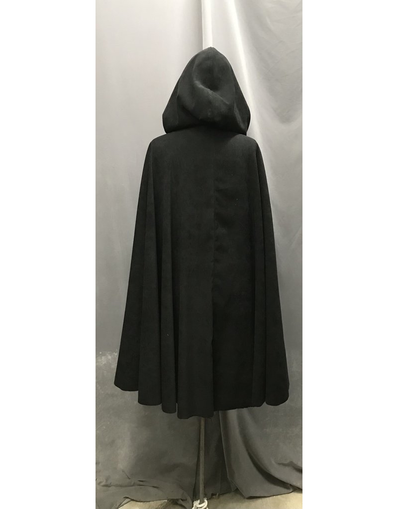Cloak and Dagger Creations 4738 -  Black Moleskin Cloak, Red and Black Hood Lining, Pewter Clasp