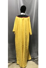 Cloakmakers.com G1122 - Yellow Linen Long Tunic w/Pockets XXXL, Black Collar Embroidered w/Wolves and Celtic Square Knot
