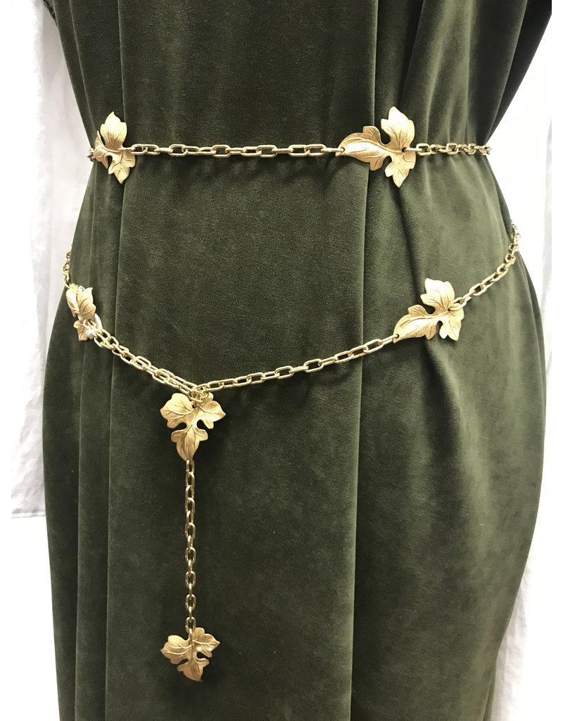 Cloak and Dagger Creations Chain Belt - Ivy leaves, Raw Brass with clock chain